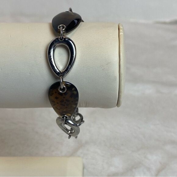 Fossil Bracelet Silver Tone With Brown Overlay - Picture 8 of 8